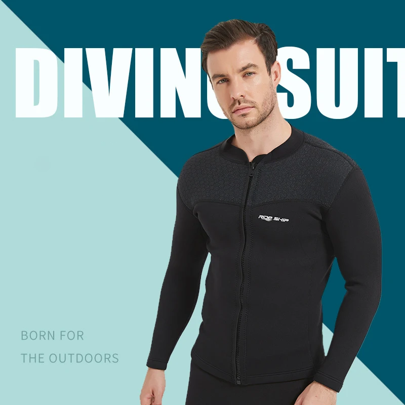 

Oulylan 3MM Diving Suit Jacket for Men Wetsuit Swimwear Long Sleeve Snorkeling Coat Male Surf Winter Thermal Glue Bonding Tops