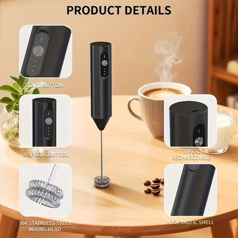 Electric Coffee Milk Foaming Mixer Coffee Creamer Whisk Handheld Egg Beater Froth Mixer with Shell Portable Kitchen Home Tools