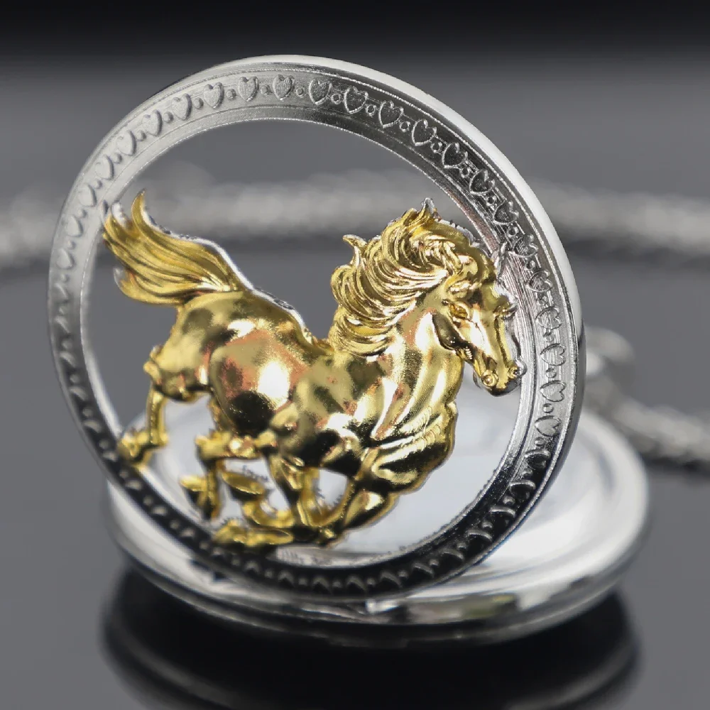 خمر الحصان تصميم جوفاء ساعة الجيب الكوارتز سلسلة قلادة ساعة قلادة الساعات للرجال النساء الاطفال هدايا فريدة من نوعها