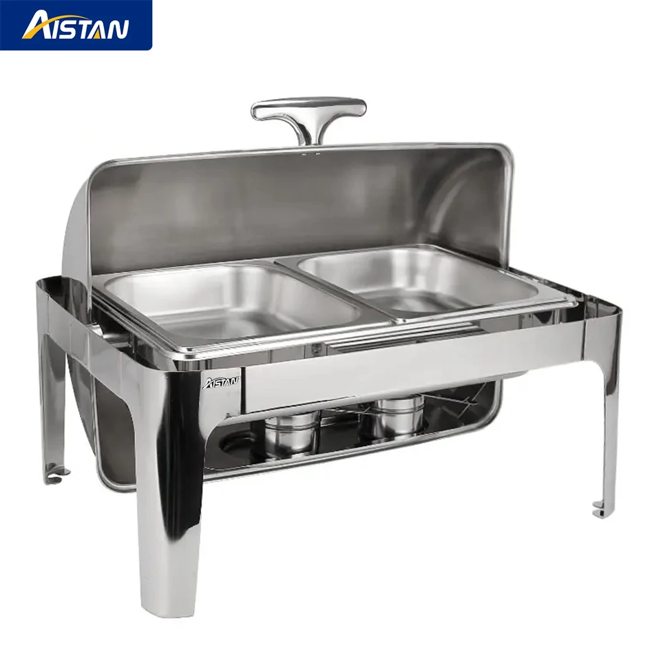 Roll Top Chafing Dish Buffet Set Commercial Chafer for Catering Buffet Servers Heavy Duty Kitchen Equipment Stainless Steel