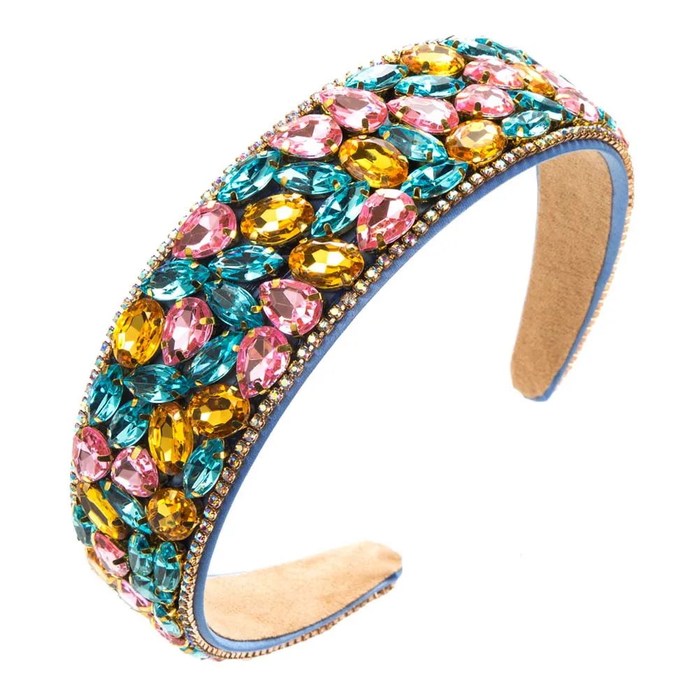 

European And American Fashion Baroque Hair Hoops Full Of Diamonds Retro Wide Edge Versatile Ball Headband Hair Accessories