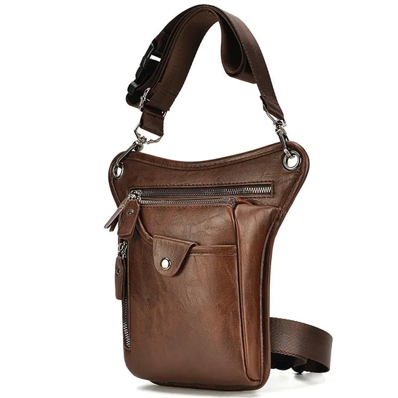 PU Leather Men Design Casual Coffee Classic Shoulder Sling Bag Fashion Travel Fanny Waist Belt Pack Leg Bag Belt Hip Bag