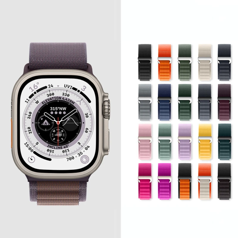 Pulseira de Nylon para Apple Watch, Pulseira Respirável para iWatch 10, 46mm, 42mm, Ultra 2, 49mm, 9, 8, 7, 45mm, 41mm, esportes para iWatch 6, 5, 4, 3, SE, 44mm, 40mm