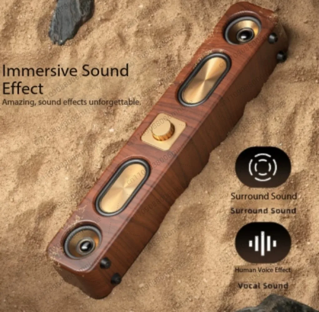 Retro Wireless Bluetooth Speaker E3404 Big Speaker Accent Low Wood Strip Card Desktop Audio Radio