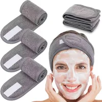 Gran oferta de diademas de toalla suave para lavado de cara, banda para el cabello de maquillaje para baño para mujer, diadema ajustable para SPA, diadema cosmética