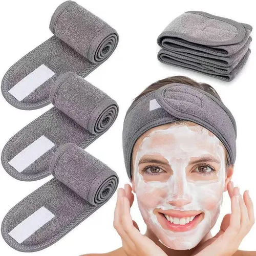 Gran oferta de diademas de toalla suave para lavado de cara, banda para el cabello de maquillaje para baño para mujer, diadema ajustable para SPA, diadema cosmética