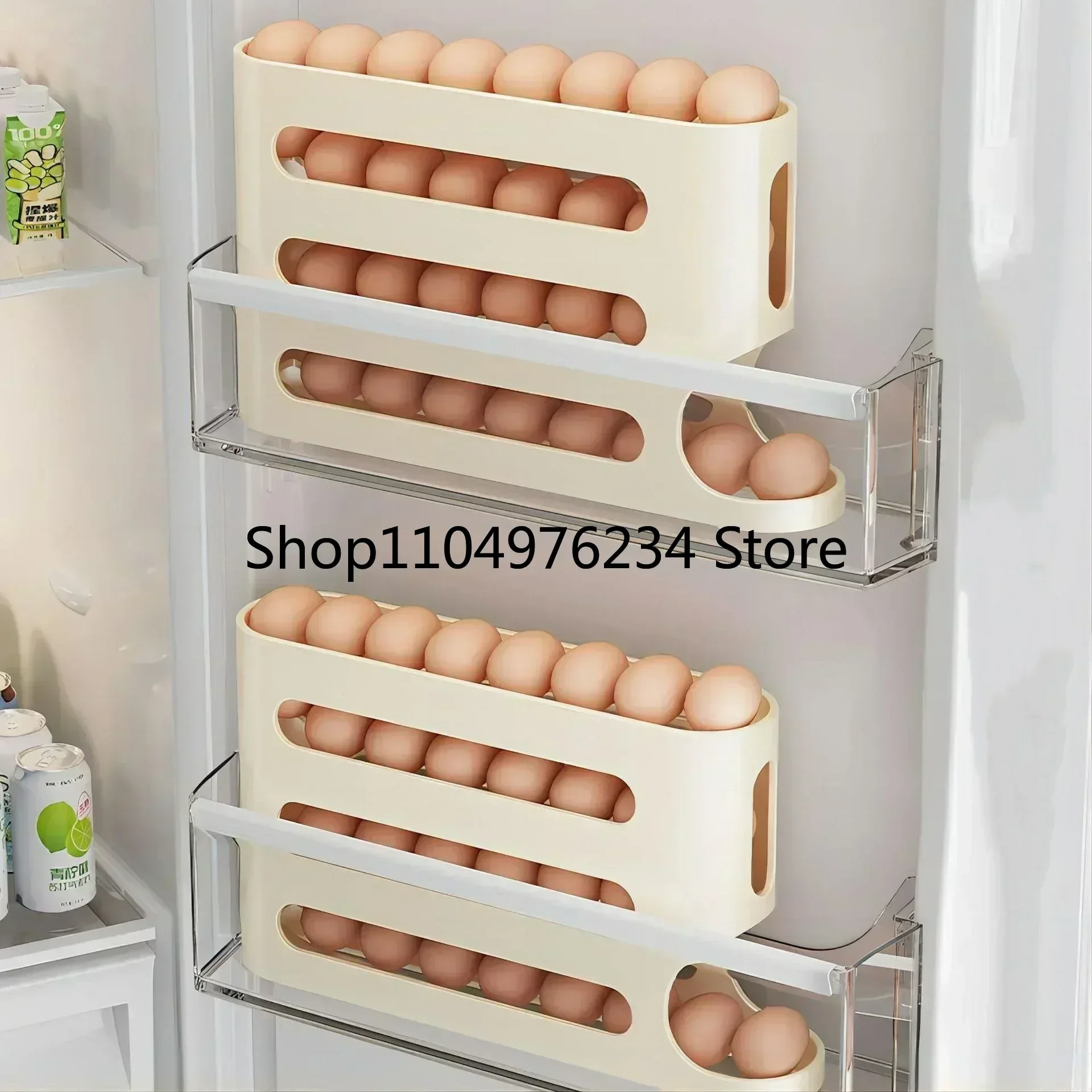 صندوق تخزين البيض المنزلق، 2-4 طبقات، نمط الدرج، التخزين، الثلاجة، الباب الجانبي، سعة كبيرة، آلة لف البيض الأوتوماتيكية