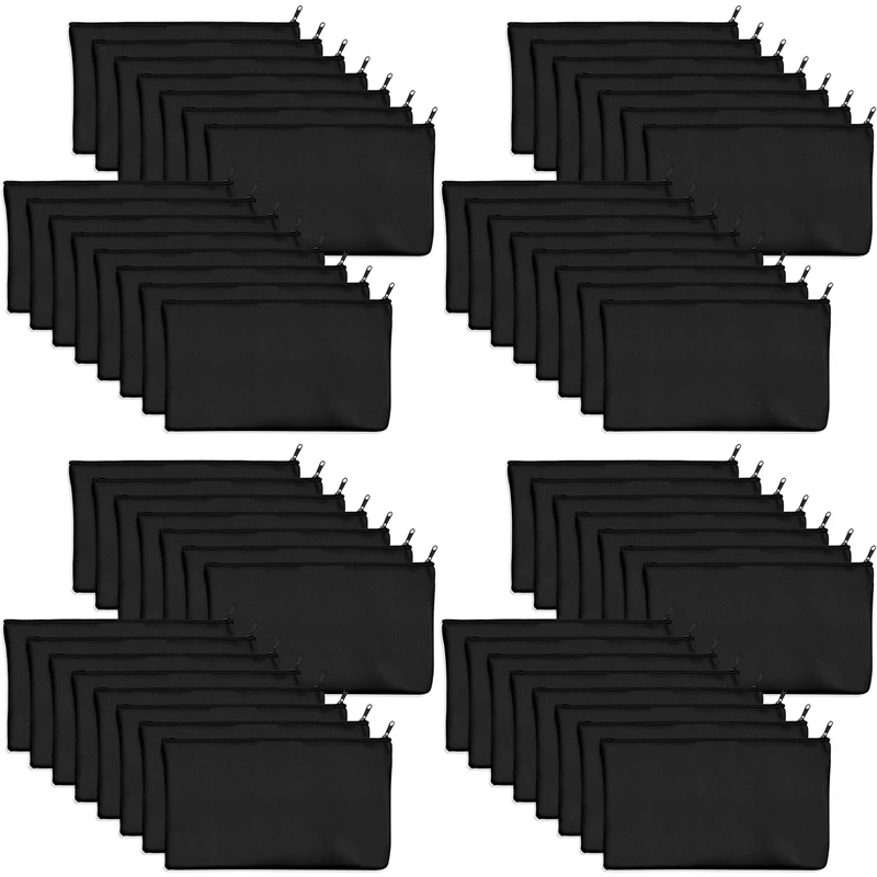 60 قطعة حقيبة قماش قنب فارغة سوداء 8.3X4.7In القرطاسية تخزين سستة حقيبة لتقوم بها بنفسك الكتابة على الجدران مقلمة لتقوم بها بنفسك شنطة هدايا