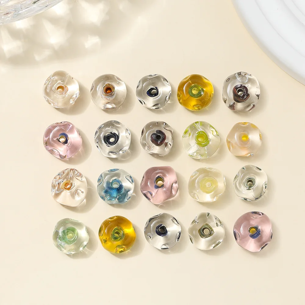 1PCS Hot Selling Multicolor 12mm Water Ripple Irregular Glass Bead Handmade Fired Scattered Beads DIY Bead Accessories Wholesale