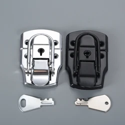 1 Set 76*45mm Air Box Cabinet Toggle Latch Lock with Key Metal Hasp Buckle for Tool Box Case Suitcase Tool Hardware Sliver/Black