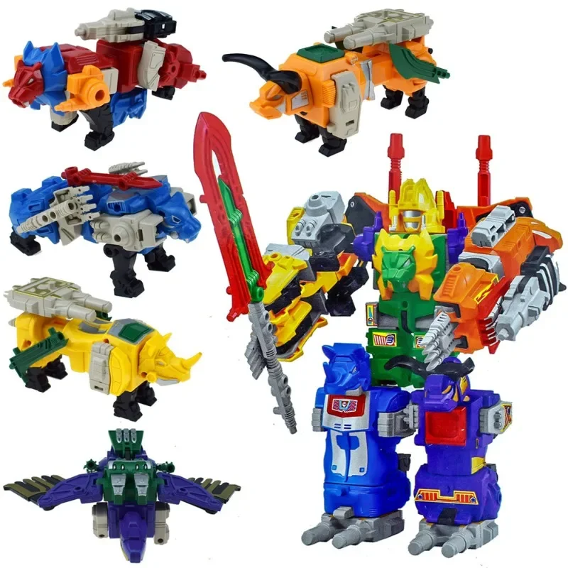 

5in1 Megazords Dinozords Transformation Action Figure Toys Deformation Robot Children Gifts