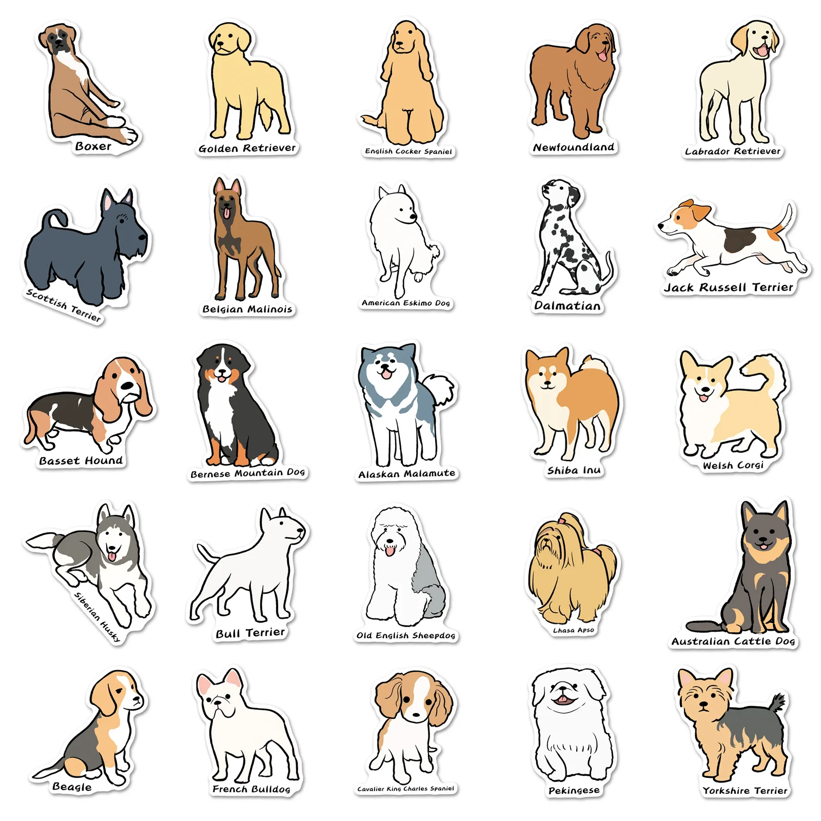 50/100PCS Cartoon Dog Guide Stickers Cute Hand drawn Cute Pet Animal Waterproof Decoration Reward Stickers