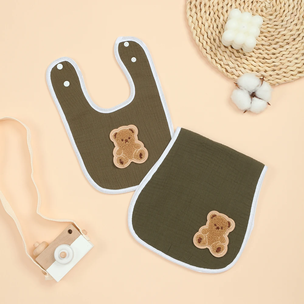 

Мягкие хлопковые салфетки для отрыжки и нагрудники для малышей, набор включает 1 салфетку для отрыжки и 1 нагрудник для новорожденных, комфортные и нежные.