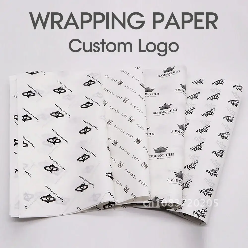 100Pcs/lot 28GSM Customized Logo Printed Gift Wrapping Paper Silk Paper Tissue Paper for Gift Packaging Clothing Wedding