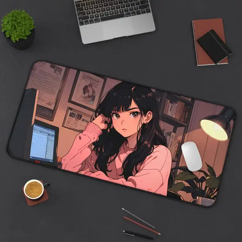 Anime Girl-themed Deskmat, Cute Kawaii Desktop Decoration, Artistic Style Desk Pads, Perfect Gift for Friends Kawaii Desk Pad