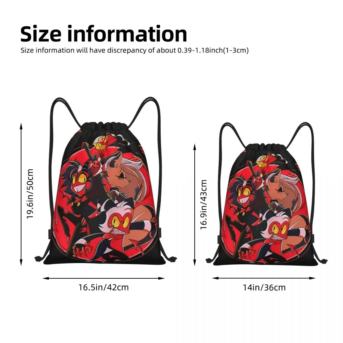 Helluva  Cartoon Drawstring Backpack Gym Sports Sackpack Loona Millie String Bags for Working Out