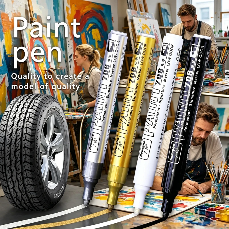 Marcadores Permanentes Metálicos con Tinta para Bricolaje, Moldes de Resina, Neumáticos, Metal, Aceite, Oro, Plata, Blanco, Negro, Azul, Rotuladores para Dibujo