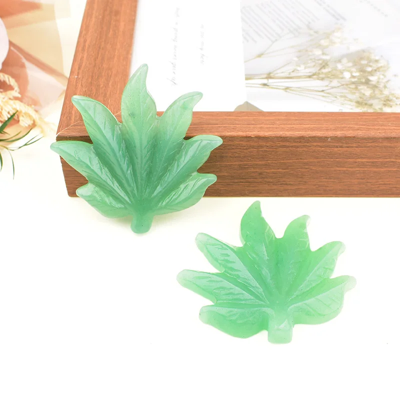 Natürliches grünes Aventurin-Blatt, handgeschnitzte Edelstein-Blattfigur, 5-5,5 cm, Reiki-Heilkristall, Dekoration für Zuhause und Schreibtisch, Geschenk. – Detail 4