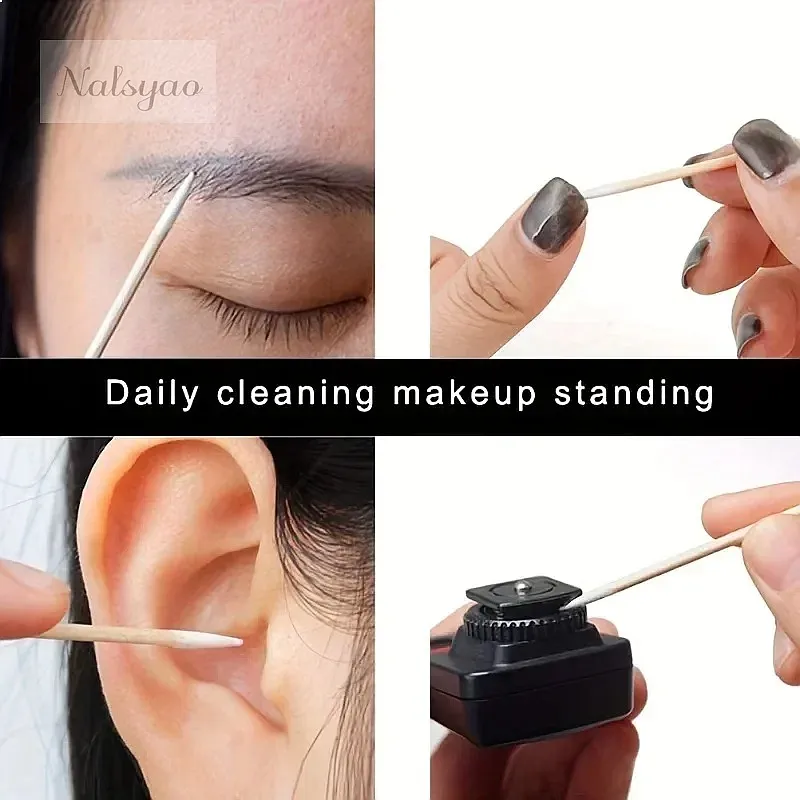 100/300 PCS Wood Handle Pointed Tip Cotton Swabs for Ear Care Clean Eyebrow Eyelash Tattoo Threading Makeup Remover Tool