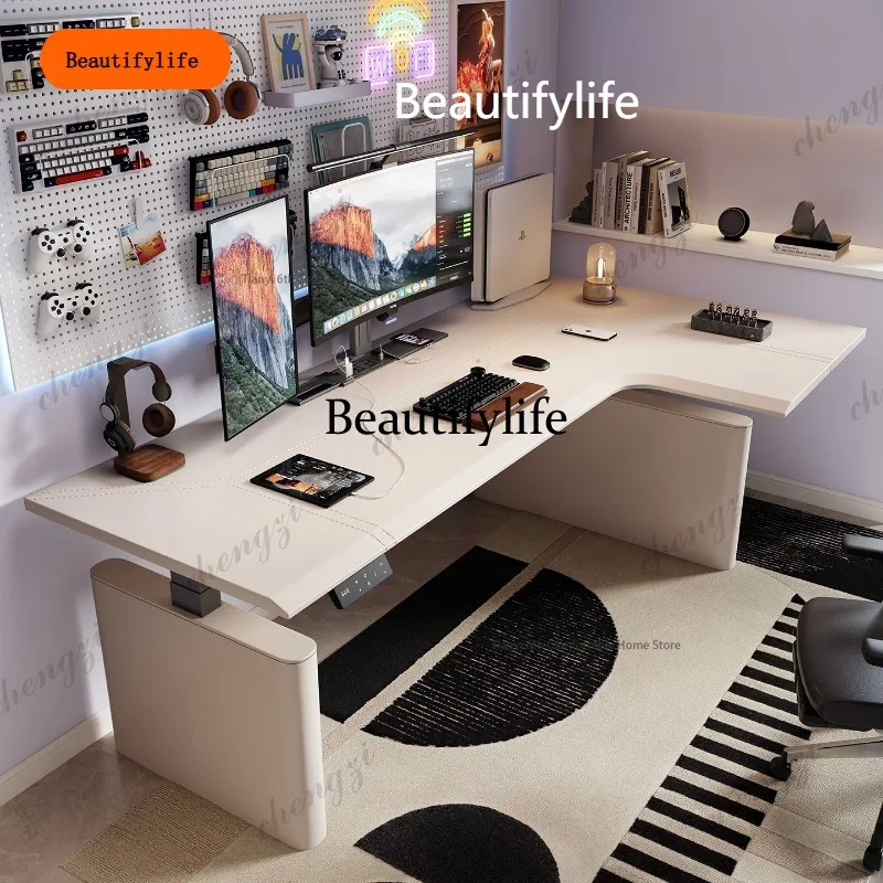B456 Nordic Creative Electric Lift Desk Modern Luxury Living Room Computer Desk Smart Height-Adjustable Office Furniture Pbtfans