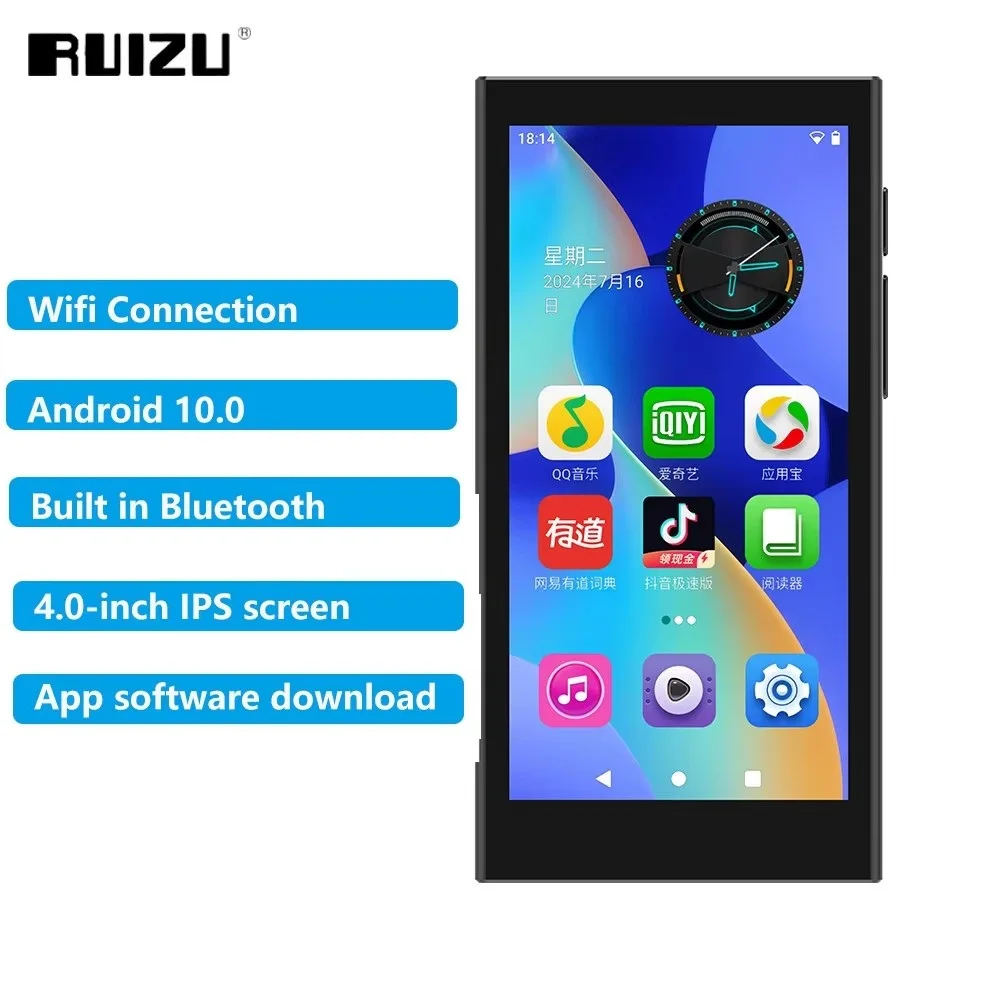 RUIZU Z90 Android WiFi MP3 Music Video Player With Bluetooth Full Touch Screen 64GB HiFi Sound Walkman Support APP Download