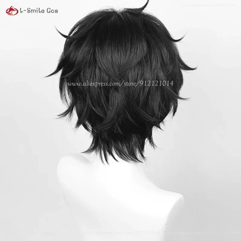 Game Ren Amamiya Ren Cosplay Wigs 30cm Black P5 Kurusu Akira Cosplay Wig Heat Resistant Hair Party Wigs + Wig Cap