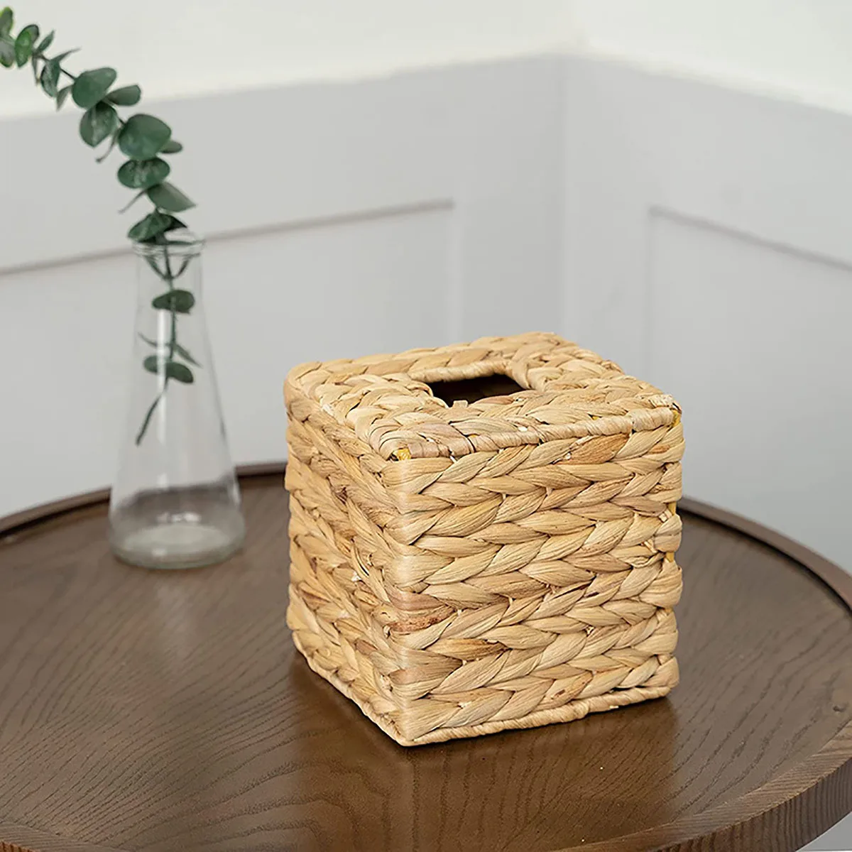 1pc Hand-woven Straw Tissue Box Water Gourd Napkin Cover for Bathroom Kitchen Openwork Household Toilet Sundries Square Storages