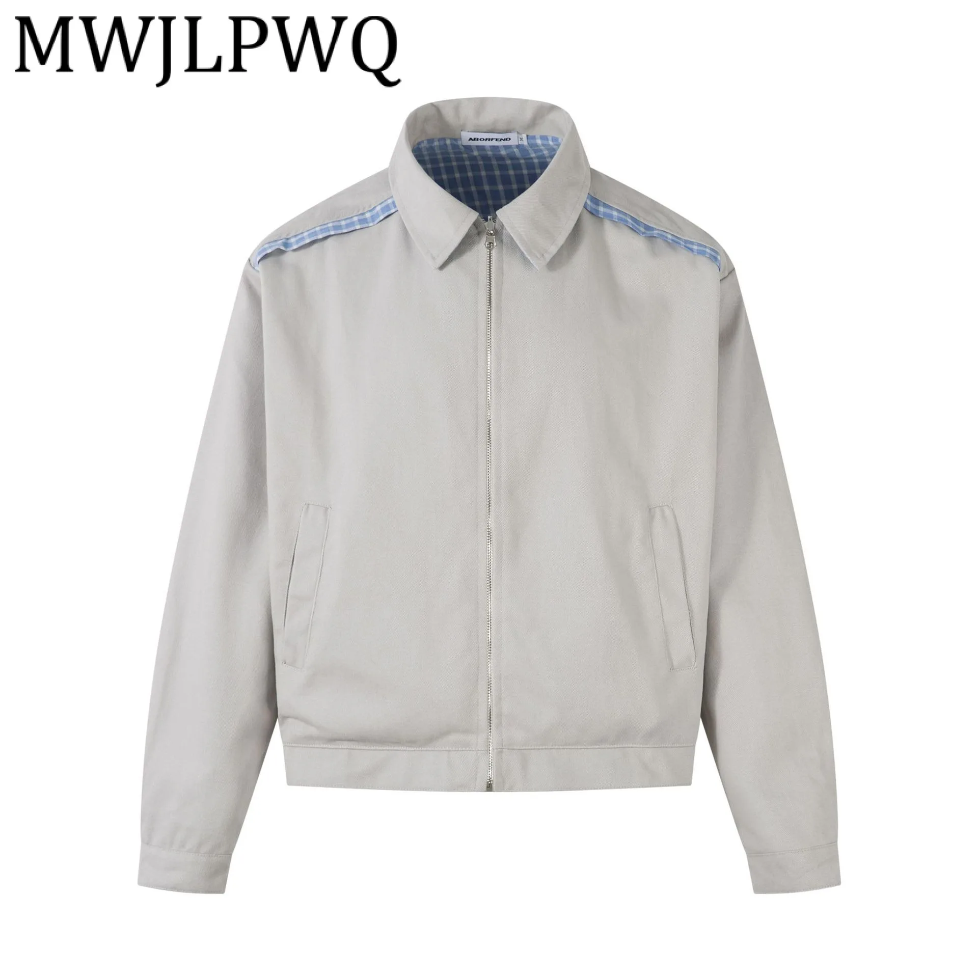 

MWJLPWQ Men's Niched Style Reversible Simple Workwear Jacket Plaid Design High Street Lapel Coat For Men 2025 Autumn New 21359