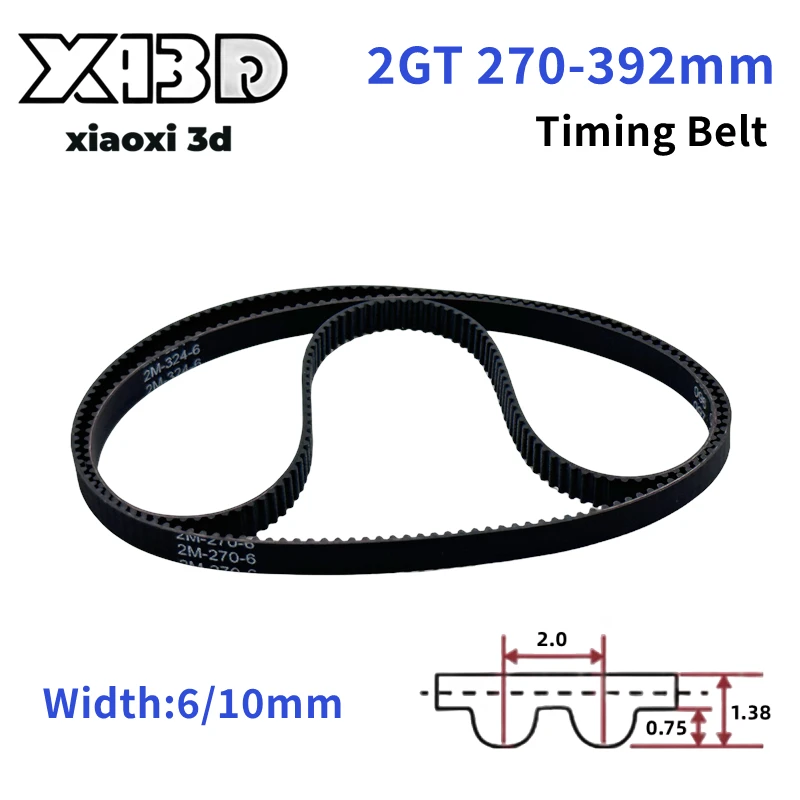 1PCS GT2 Synchronous Timing Belt 270-392mm 3D Printer Accessory 300mm Belt Width 6/10mm  Closed Loop Rubber Seal 2GT Spacing 2mm