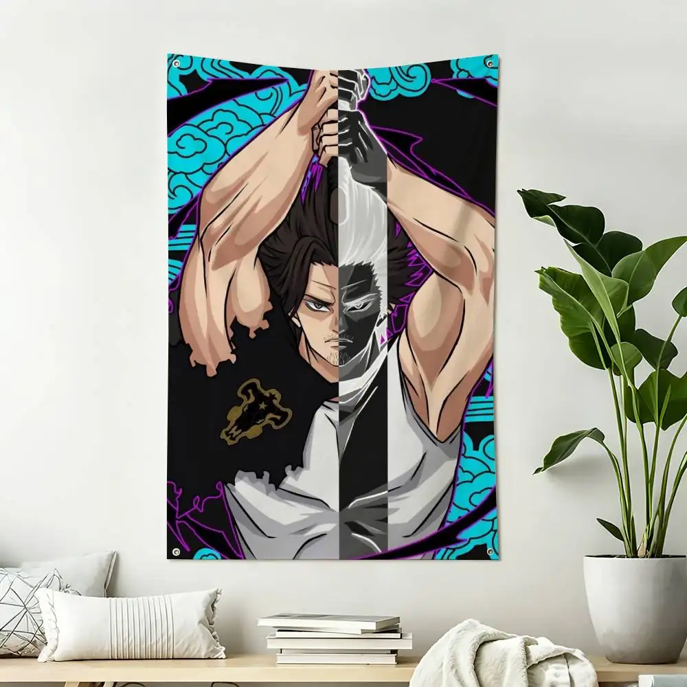 Y-Yami Sukehiro Anime Black Clover Home Decor Vertical Flags Indoor Outdoor Hanging Decor for Bedroom