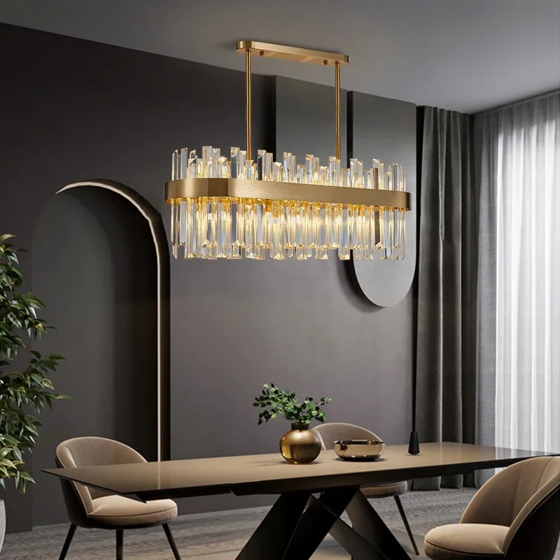 

Modern crystal chandelier for dining room brushed gold led cristal lamp kitchen island hang light fixture luxury indoor lighting