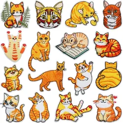 Cute Orange Cat Kitty Kitten Iron-on Embroidered Badge Patch for DIY T-shirt Backpack Clothing Appliques Sticker