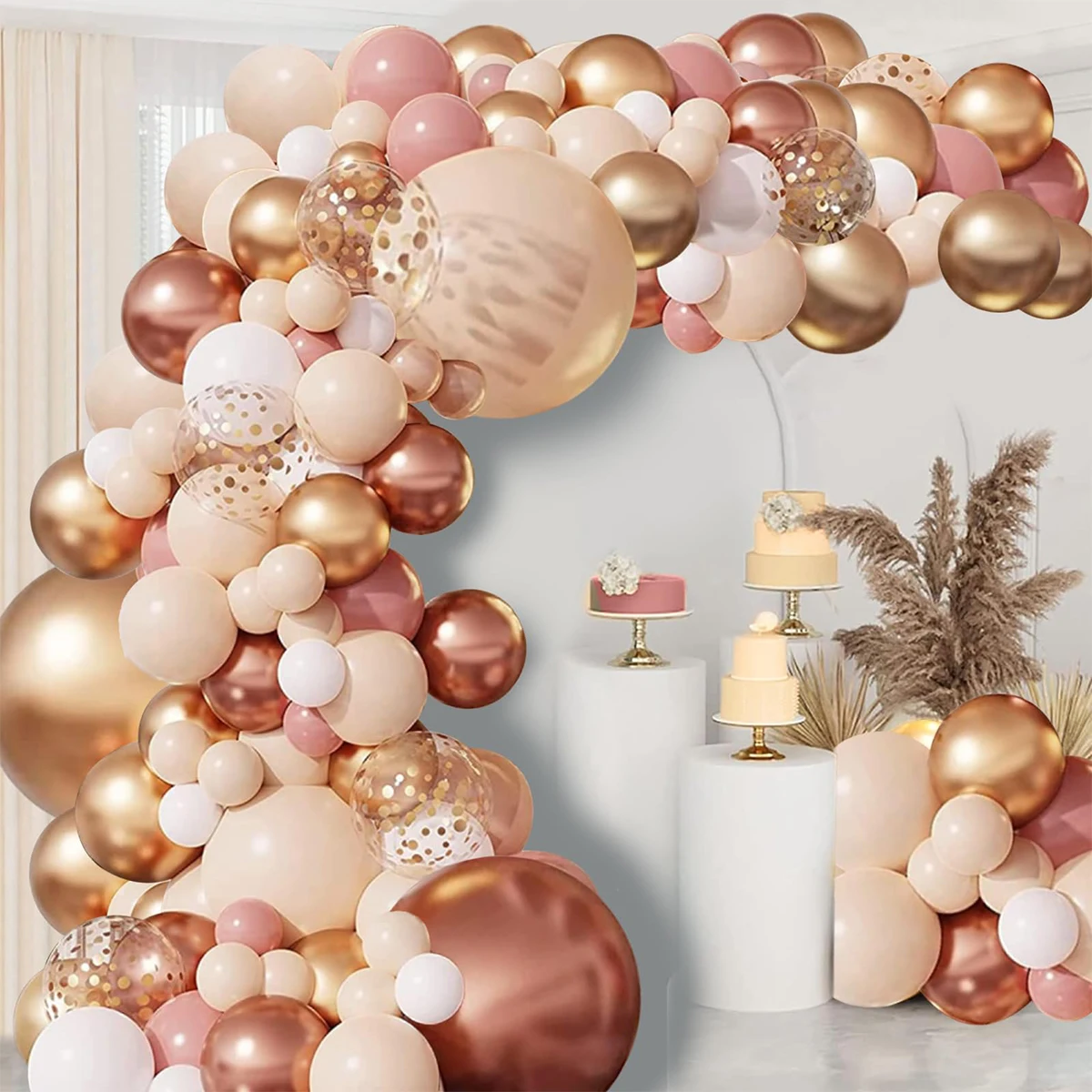 

Metallic Gold Orange Pink Rose Gold Balloons Garland Arch Kit Wedding Decor Happy Birthday Baby Shower Party Backdrop Globos