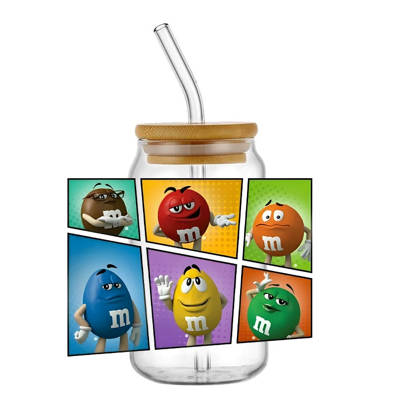 

Milk Chocolate Designs 3D Waterproof UV DTF Cup Wrap For 16oz Libbey Cartoon Chocolate Beans 3D Transfer Sticker