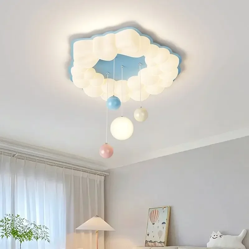 Full spectrum bedroom lamp with cream wind, bubble suspension ball for eye protection, creative and warm room ceiling light