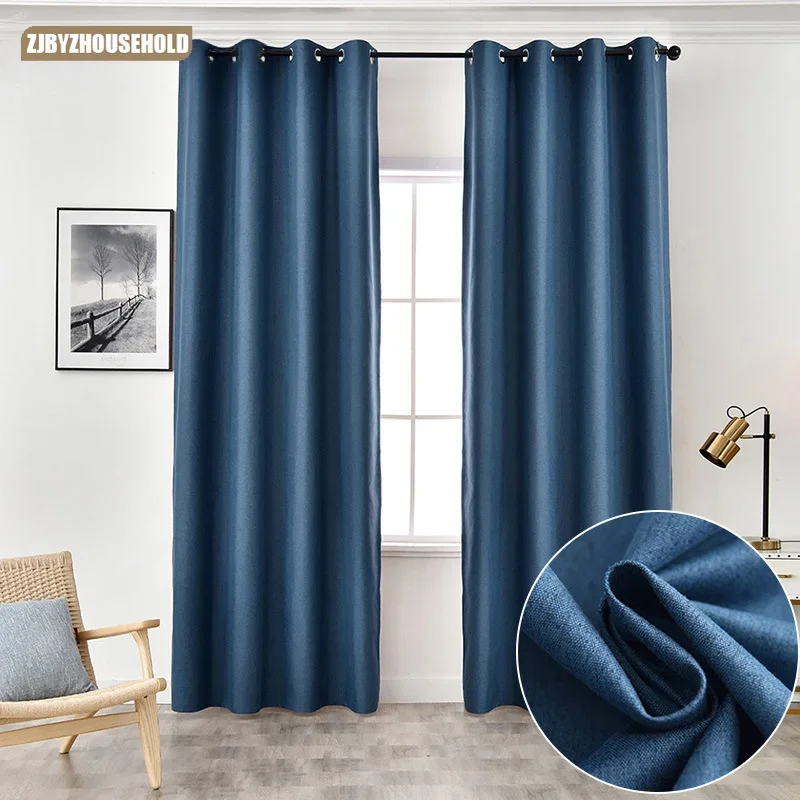 

Simple and Thickened 100 Full Shading Finished Curtains for Living Dining Room Bedroom Hotel Solid Color Curtains Shading Fabric