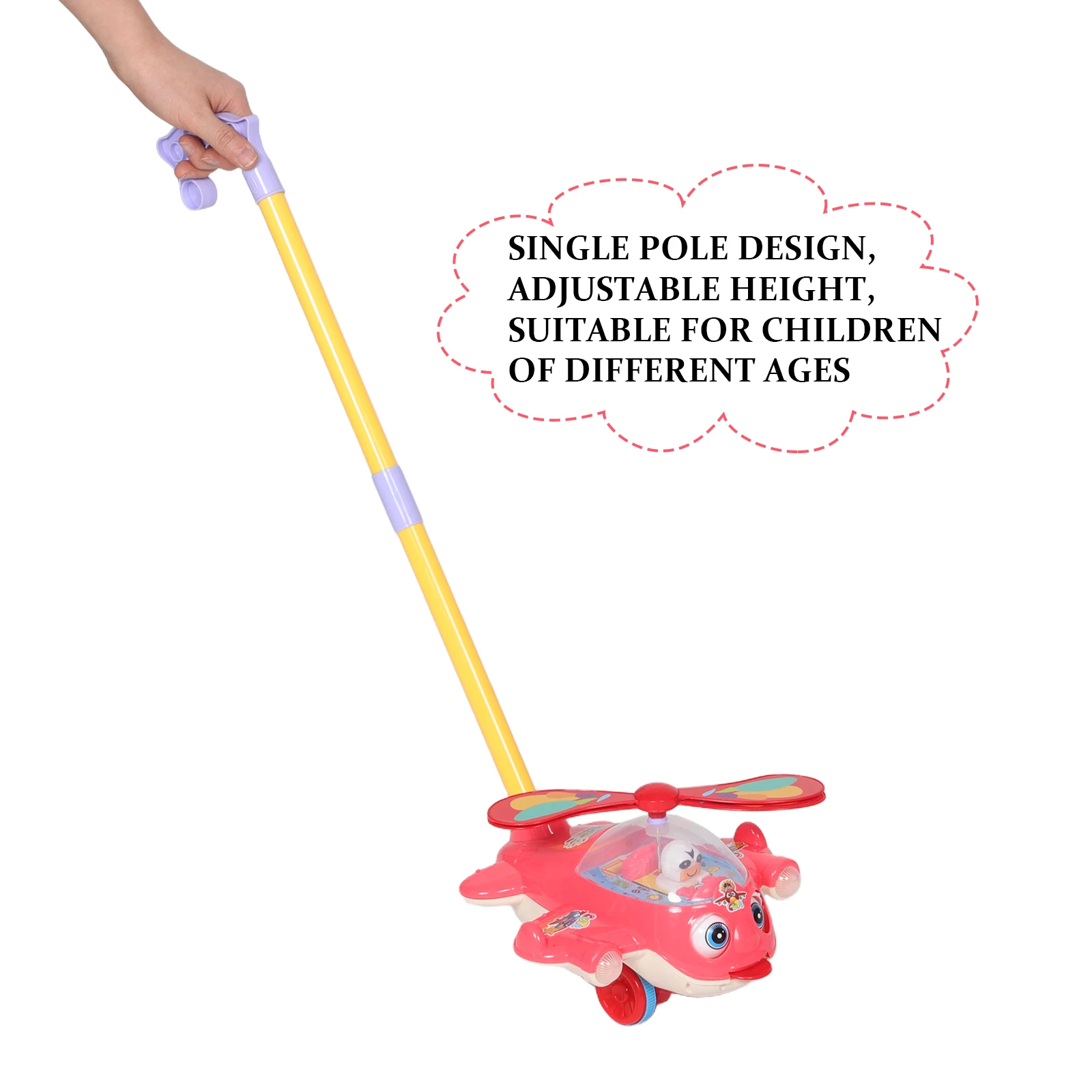 

Adjustable Height Single Pole Baby Walker Push Toy with Whistle Lightweight Foldable Toddler Walking CartLearning Walk for Kid
