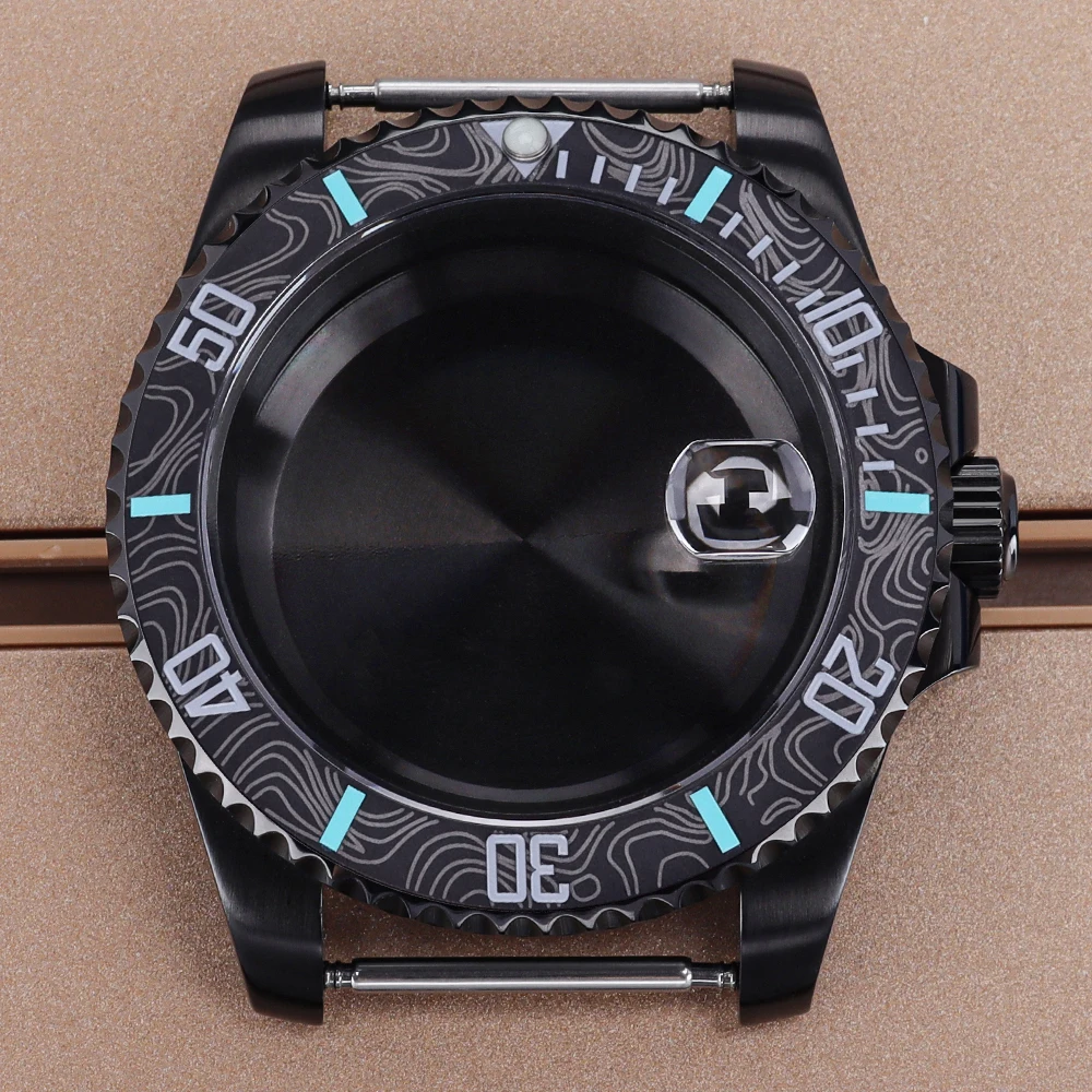 Black NH35 40MM Watch Case Glass Bottom Cover Sapphire For SUB NH35 NH36 NH38 NH34 Miyota 8215 ETA 2824 Yacht-Master Accessories
