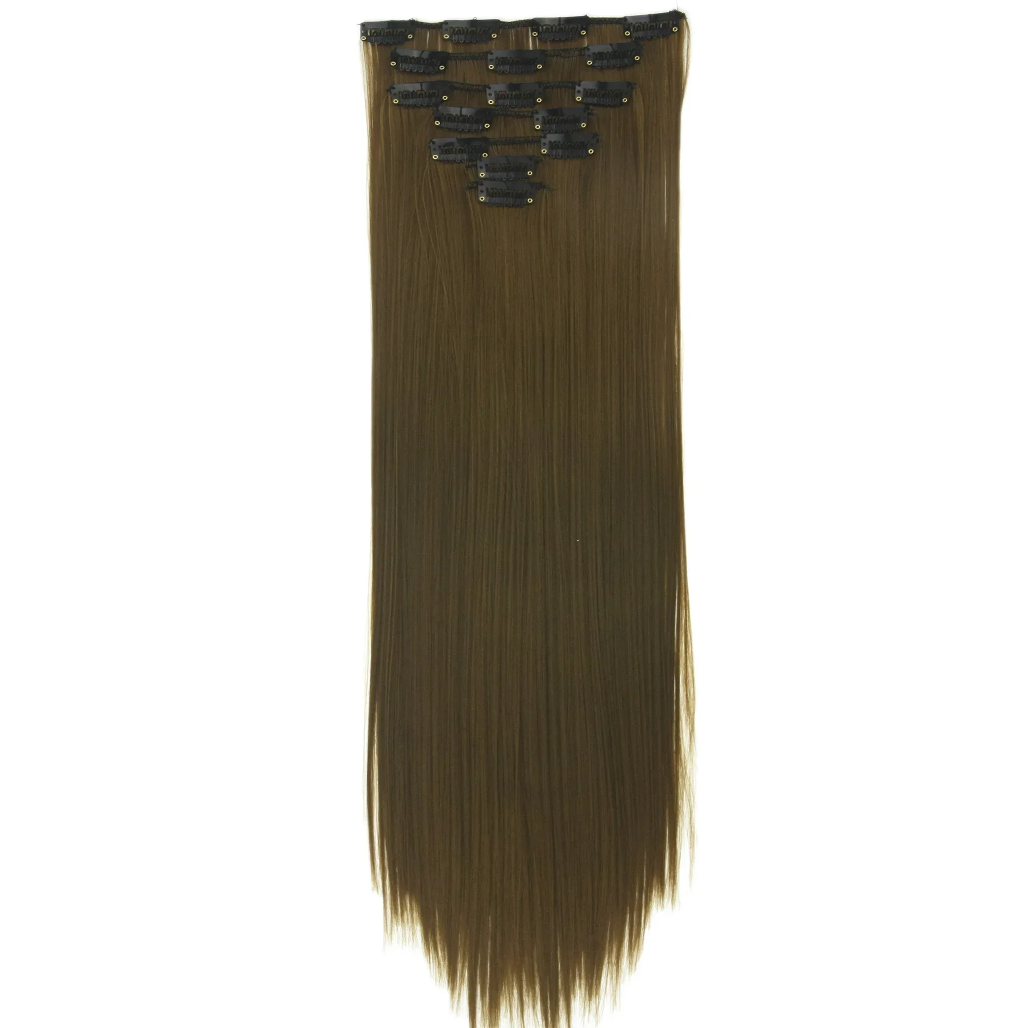 Straight Synthetic Dirty Blonde Hair Clip in Hair Extensions Full Head Hair Pieces for Women Clip Ins Extension