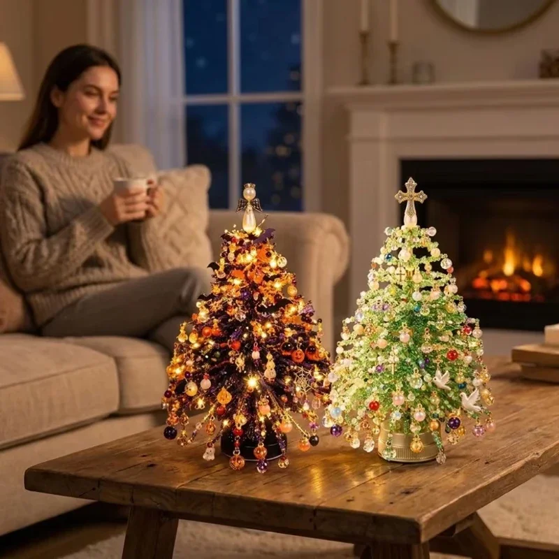 Crystal Beads Homemade Christmas Tree Complete Set Of Materials Holiday Handmade DIY Jewelry Decoration Materials For Car Home