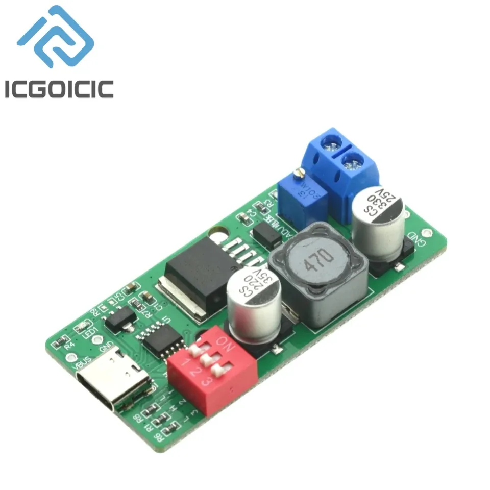 USB-C PD Trigger Module – Selectable 5V/9V/12V/15V/18V Output, PD Sink Board for Charger Testing & DIY Power Supply