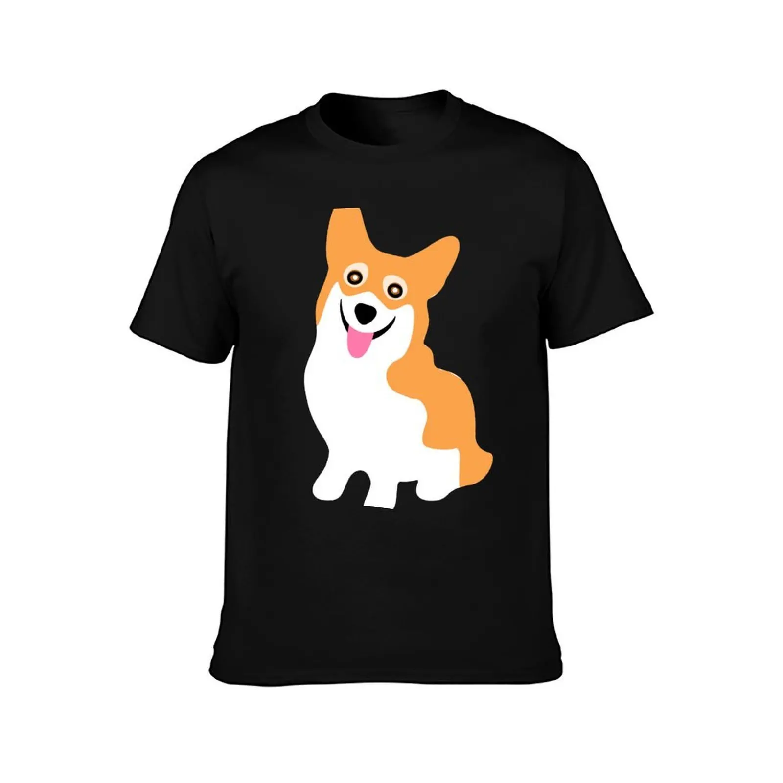 Pembroke Welsh Corgi T-Shirt, Summer Casual Cotton Tee, Oversized Streetwear Tops, Vintage Graphic Print, Loose Fit Short Sleeve