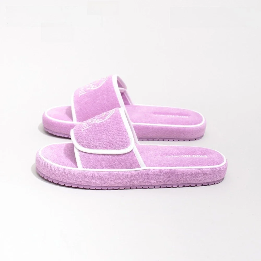 Spring Summer New Ladies Indoor Home Slippers Made of Towel Cloth Light Luxury Versatile Fashionable Embroidered