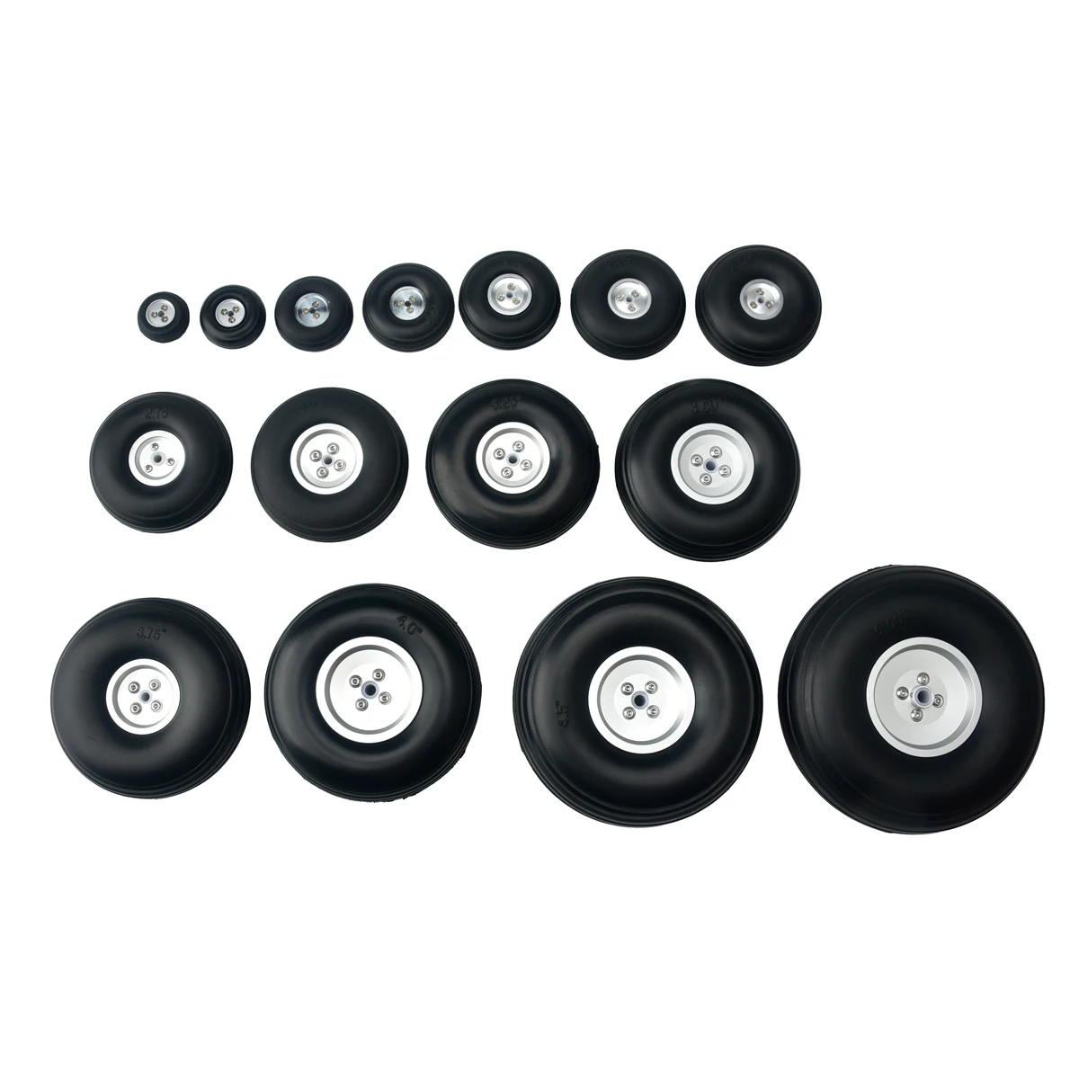 1 paire de roues en PU avec moyeu en aluminium, pneu de train d'atterrissage 1 "/1.25/1.5/1.75/2/2.25/2.5/2.75/3/3.25/3.5/3.75/4/4.5/5 pouces pour avion RC