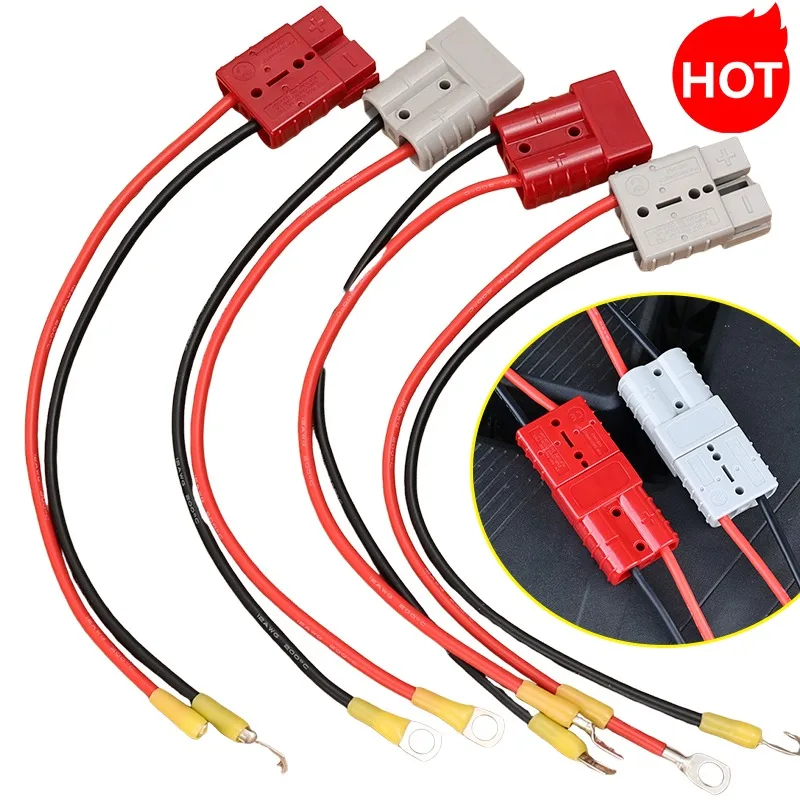 

50A Battery Connector Plug Quick Disconnect Electrical Plug 12AWG Wire Harness for Forklift Industrial Equipment Car Solar Panel