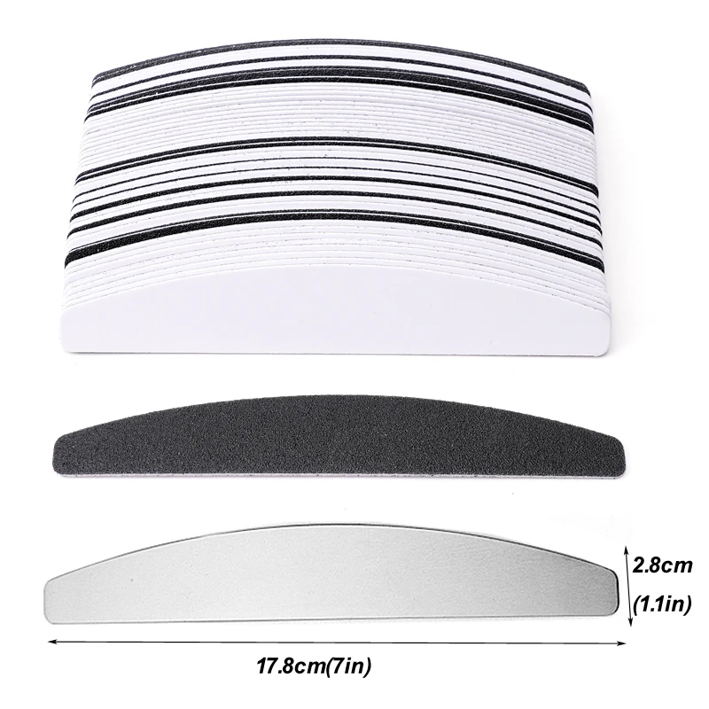 50/100Pcs Professional Replaceable Nail Files Grey Black Sandpaper Files 80 100 180 240 Grit With Metal Handle Nails Accessories