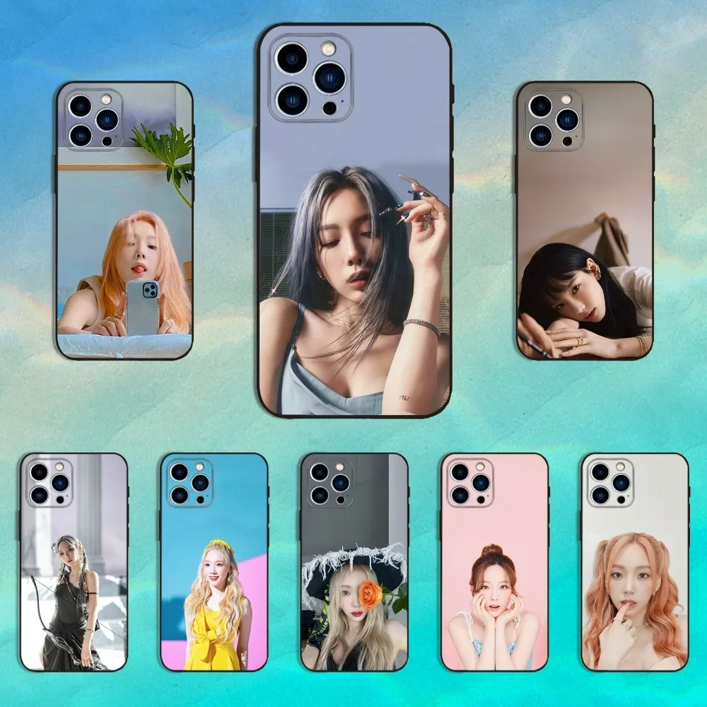 

T-Taeyeons Singer Phone Case For iPhone 16,15,14,13,12,11 Plus,Pro Max,XS,X,XR,SE,Mini,8,7,Soft Silicone Black Cover