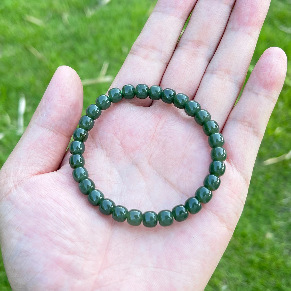 10mm 12mm Natürliches Hetian Nephrit-Jade-Armband mit runden Perlen, dehnbarer Edelsteinschmuck für Damen und Herren, Herz-Chakra-Harmonie-Geschenk – Detail 37
