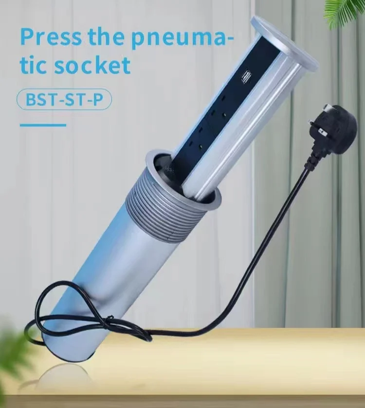 Inteligentne, wyskakujące gniazdo zasilania ukryte w kuchni/biurze, pneumatyczne podnoszenie z USB i szybkim bezprzewodowym ładowaniem
