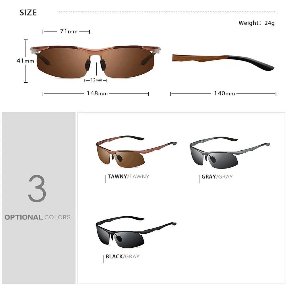 남성 여성을위한 GUZTAG 낚시 스포츠 선글라스 편광 된 UV400 야외 선글라스 광변색 야간 투시경 안경 G2173